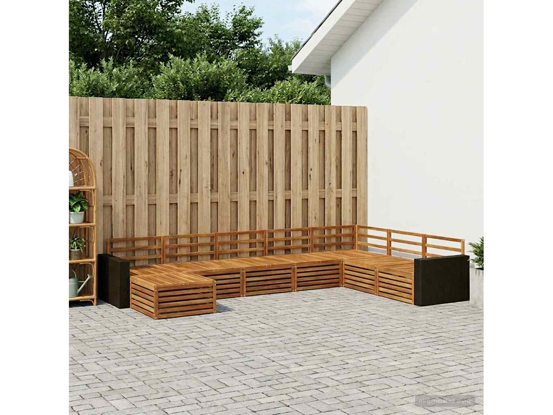 Vidaxl Conjunto De Sofás Para Exterior 8 Pcs Natural