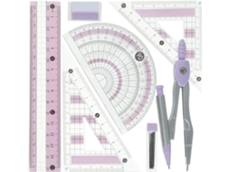 Conjunto De Régua, Transferidor E Compasso Em Plástico Ferro Para Material De Escritório, Com Números Nítidos E Design