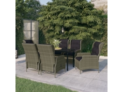 Vidaxl 7 Pcs Conjunto De Jantar Para Jardim Castanho