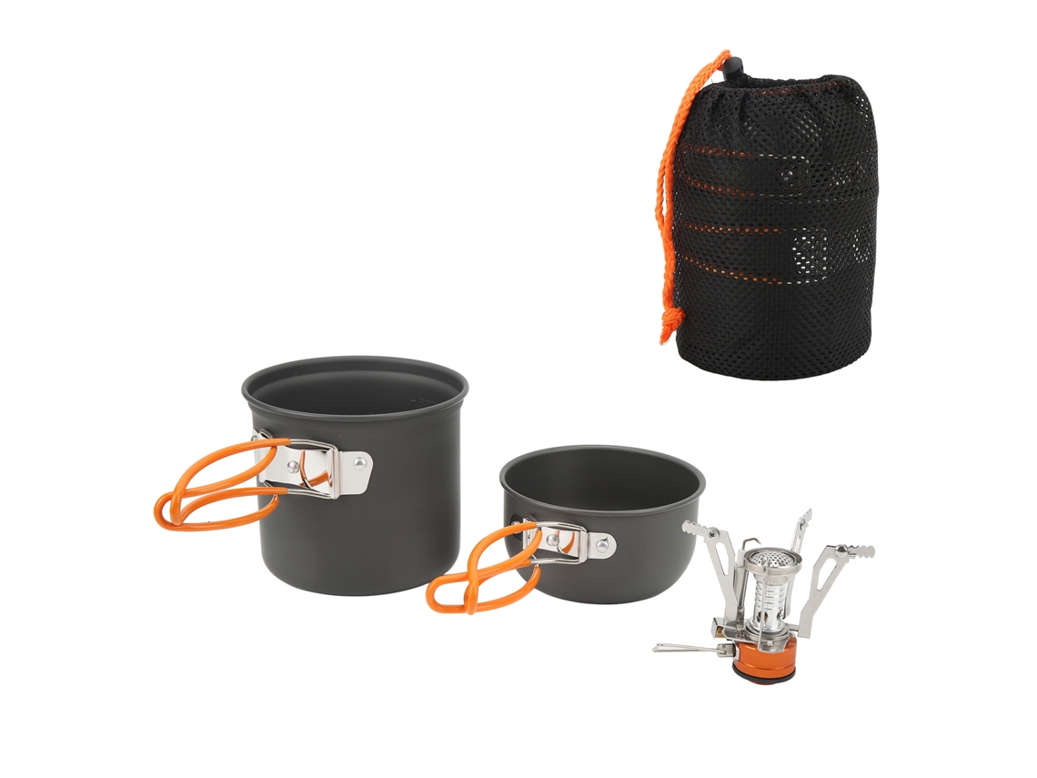 Conjunto de Cozinha Camping Alumínio Portátil Laranja