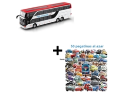 (vermelho Com Adesivos) Modelo De Ônibus De Dois Andares Em Escala 1:30, Brinquedo De Metal, Com Efeitos De Som E Luz.