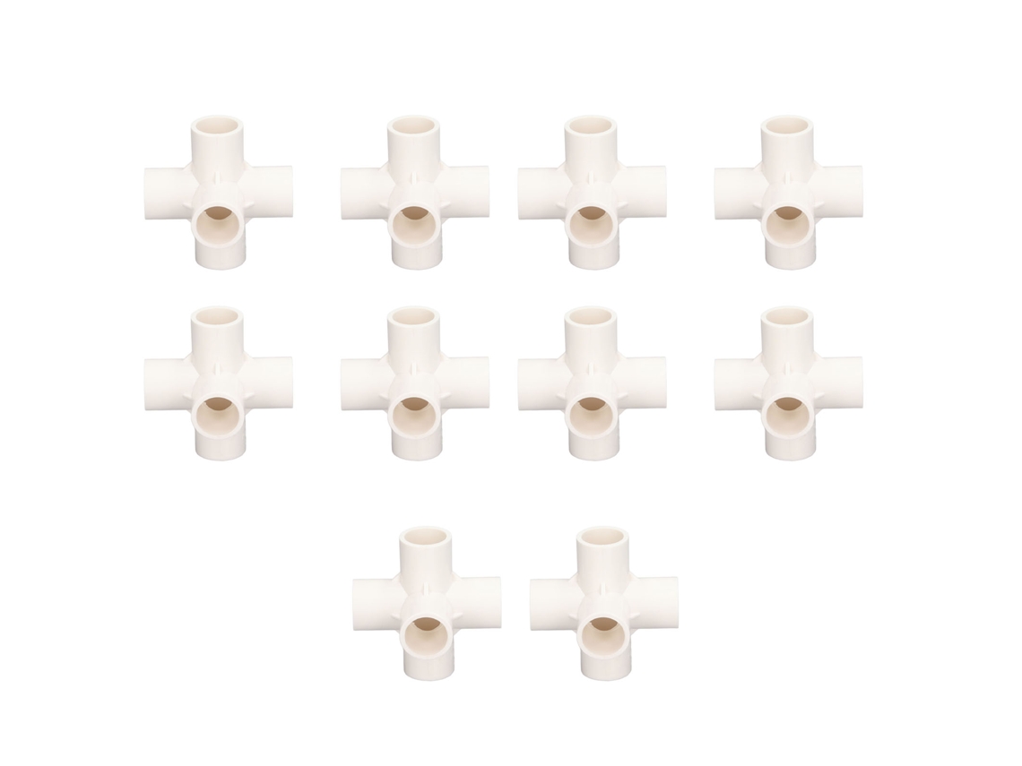 Conector De Tubo Pvc 20mm Cotovelo 5 Vias Ângulo 90° Tridimensional Branco Para Móveis