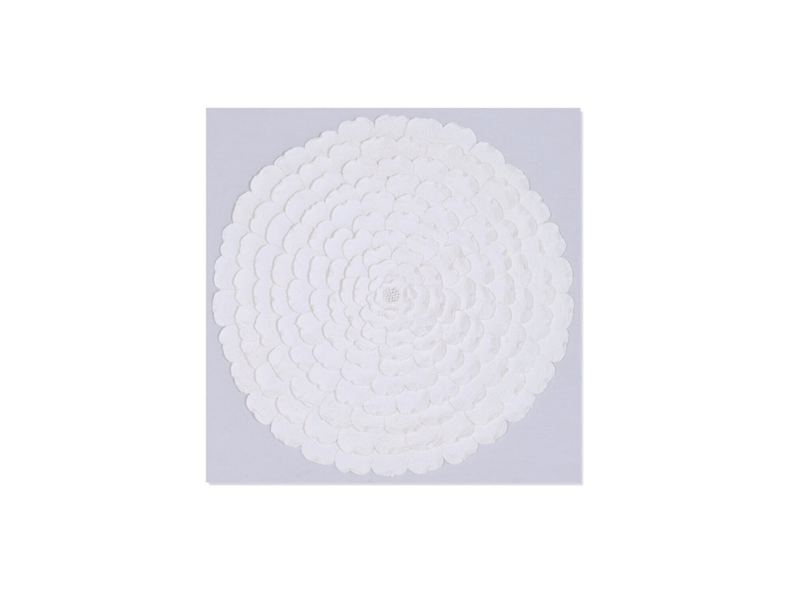 Impressão em Tela de Papel Machê com Flor 3d, Branca, 120x7x120cm ALEXANDRA HOUSE LIVING