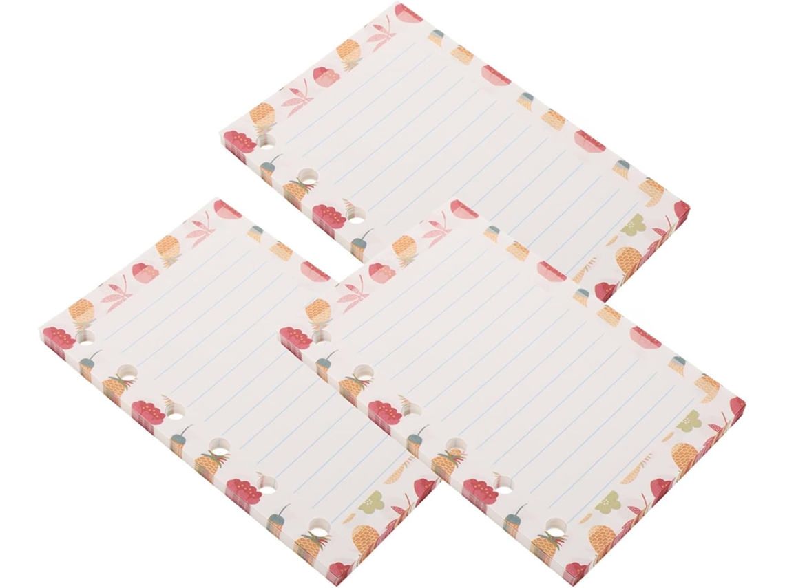 Pacote Com 3 Refis De Papel Colorido A7 6 Furos Para Cadernos, Liso Organização Escolar, De Escritório E