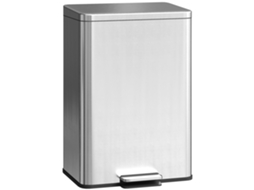 Lixeira Pedal 20l com Tampa Fecho Suave e Bandeja Interna Removível 34,2x30,6x44,2cm Prata