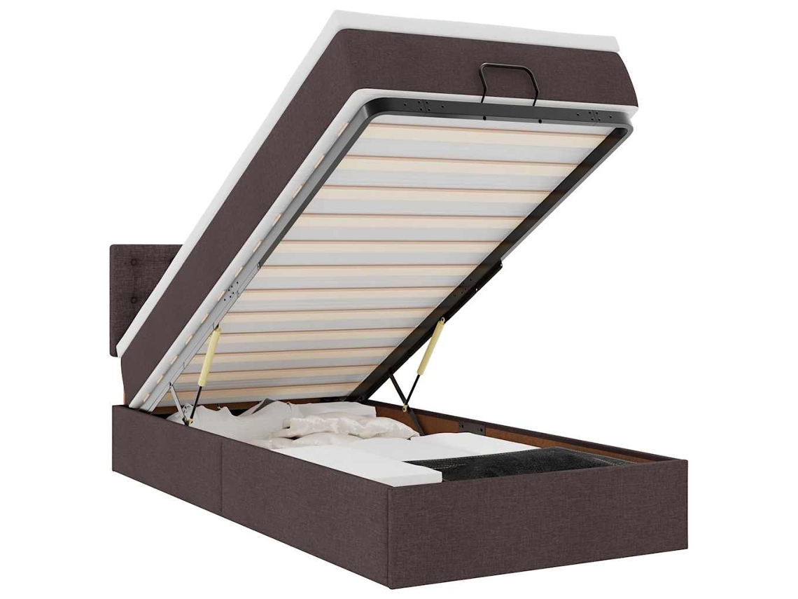 Cama Otomana com Colchão Tecido Castanho Escuro MAISON EXCLUSIVE (100x200 cm)