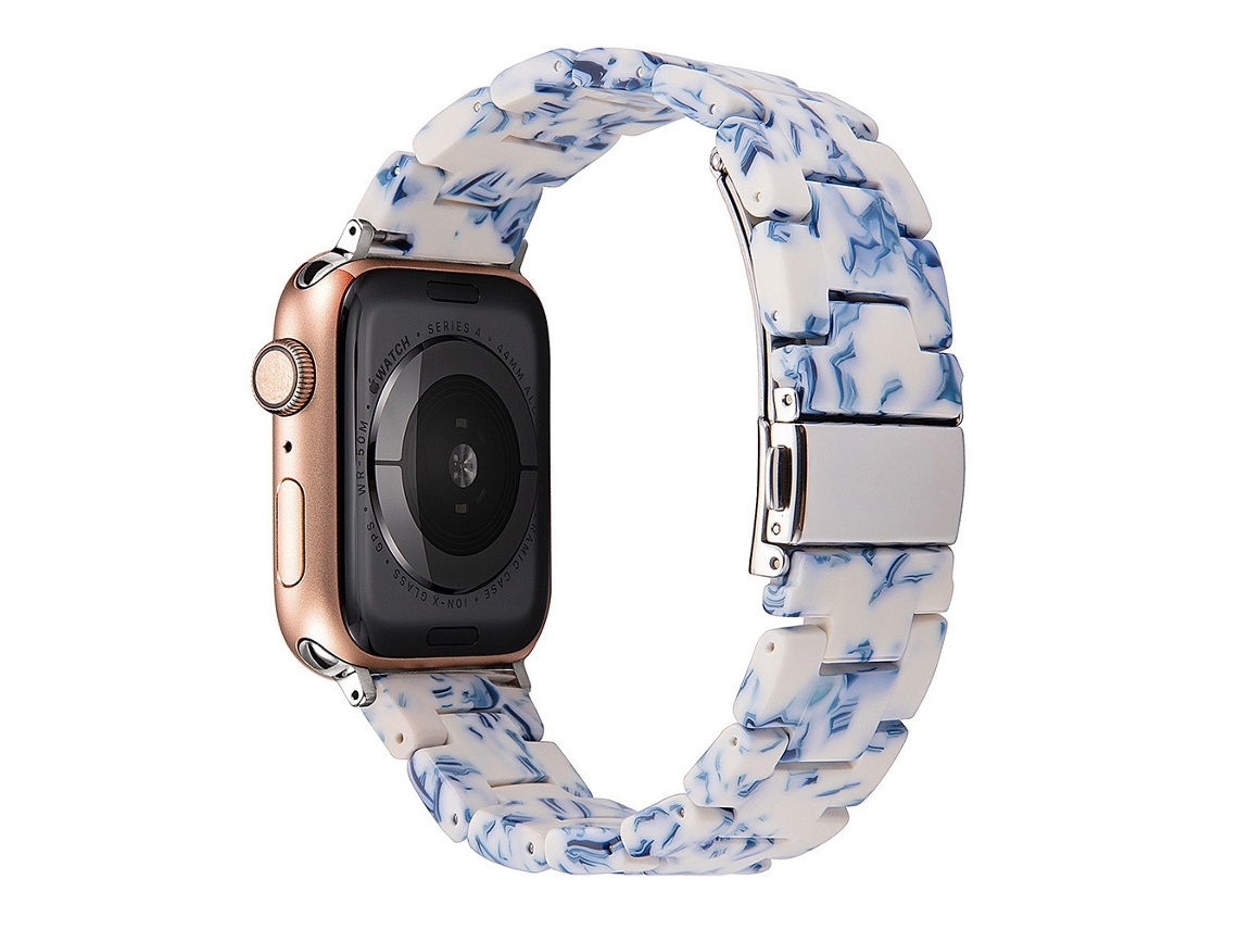 Pulseira Transparente De Resina E Cerâmica Para Huawei, Apple Watch 10e Samsung Galaxy 7, Com Padrão De Porcelana Azul E