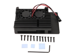 Capa De Dissipador De Calor Em Liga De Alumínio Com Duas Ventoinhas Para Resfriamento Do Raspi 4b