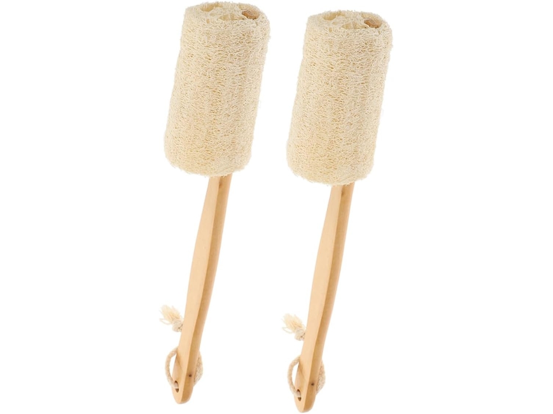 Lurelia Conjunto De 2 Buchas Vegetais De Banho Para Duche, Bucha Natural, Cabo Longo E Cerdas Macias