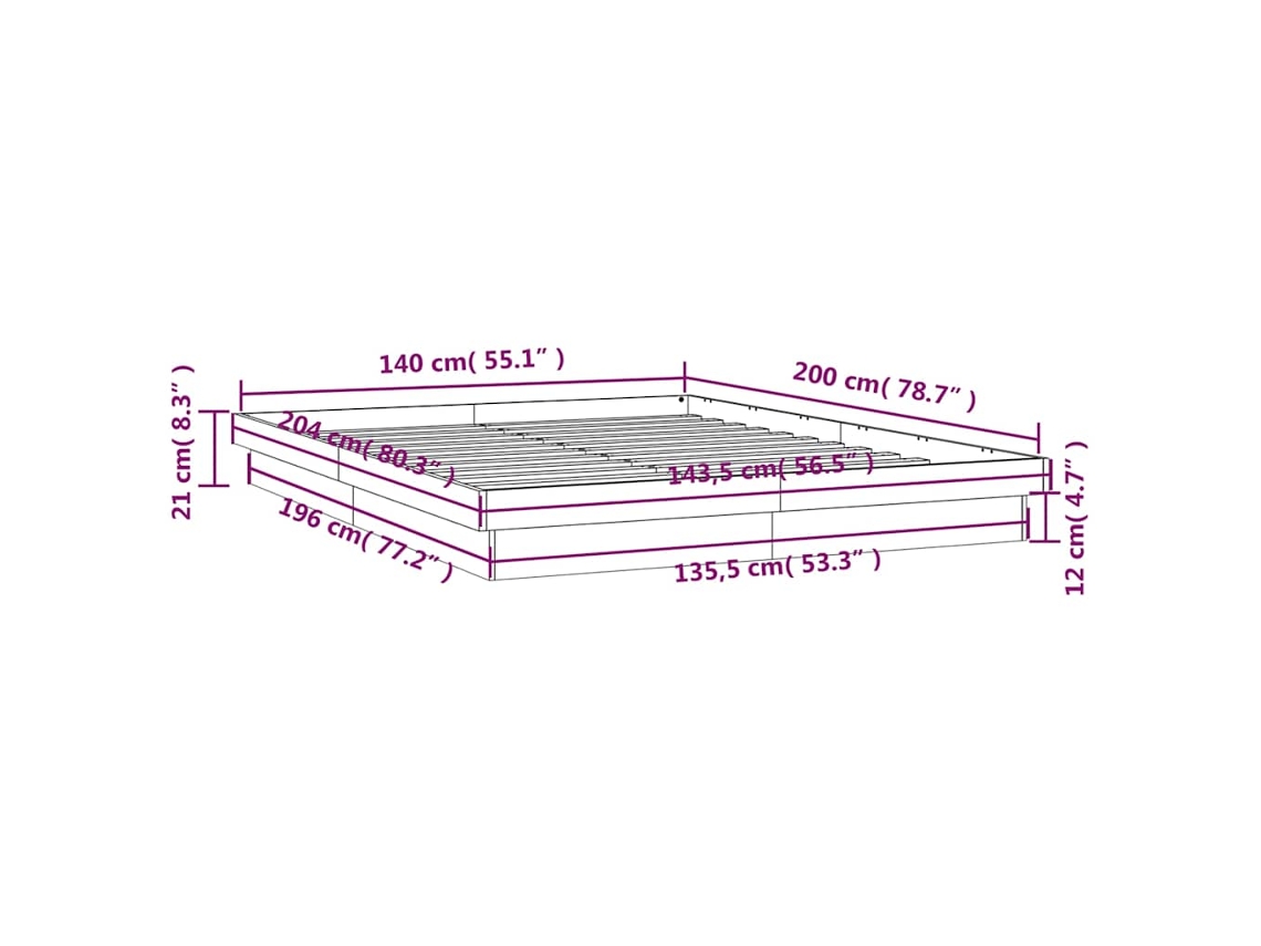 Bed Frame, Bed Frames Vidaxl Branco Madeira (140 X 200 Cm)