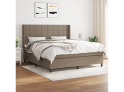 Vidaxl Cama Com Molas/colchão 160x200 Cm Tecido Castanho-acinzentado