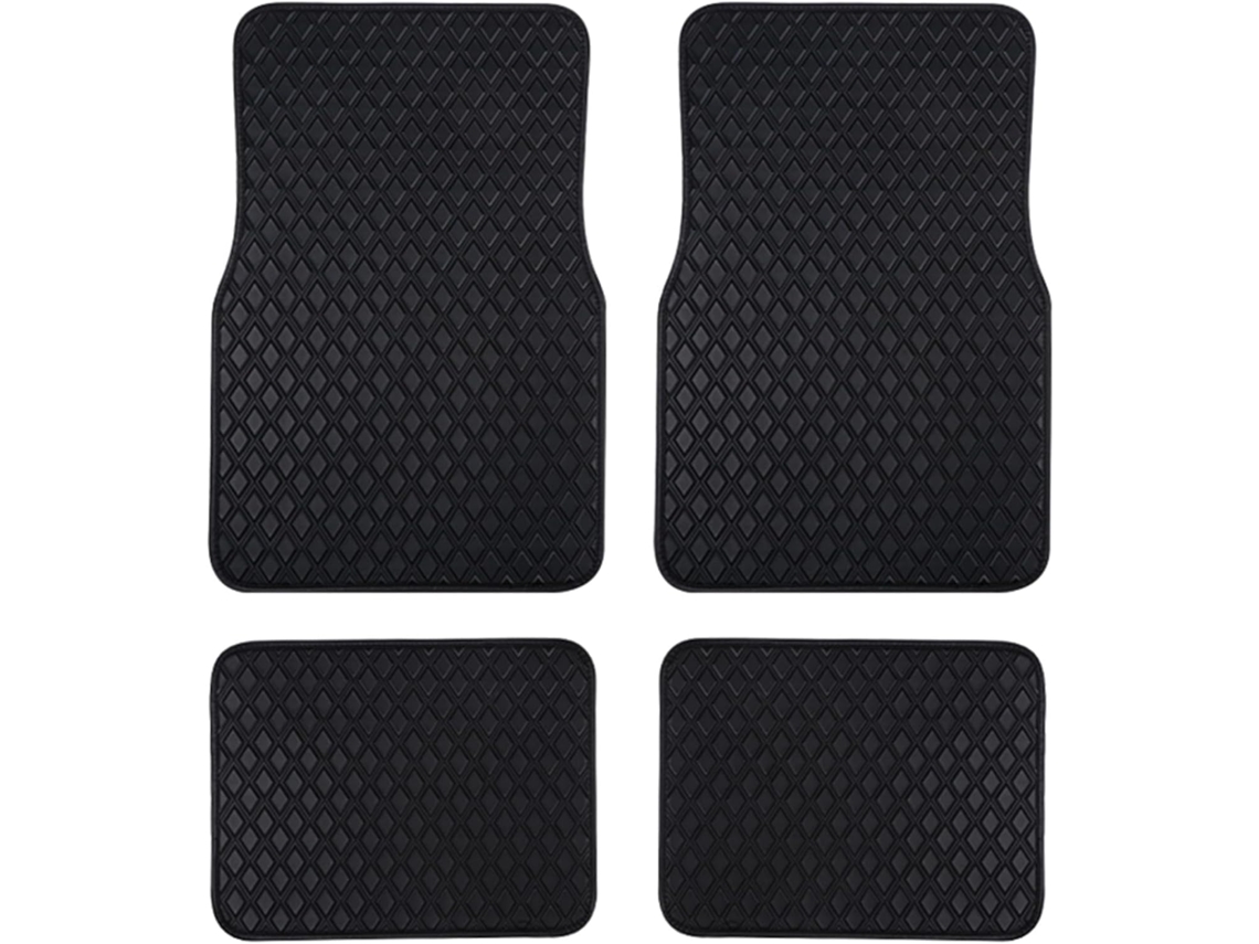 Conjunto de 4 tapetes automotivos impermeáveis com design simples.