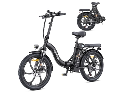 Bicicleta Elétrica Dobrável HILLMILES Mileport 1 Alcance 60Km Bateria 36V13Ah Motor 250W com Amortecedor Dianteiro Preto