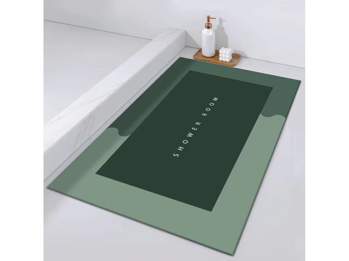 Tapete De Banheiro (verde) Superabsorvente E Antiderrapante, Capa Para Assento Sanitário De Terra Diatomácea, Tapete De Secagem Rápida.