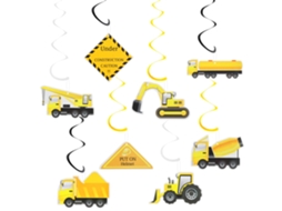 Toyandona 16 Decorações Espirais Para Pendurar Com Tema De Caminhão De Construção, Decorações Giratórias Para