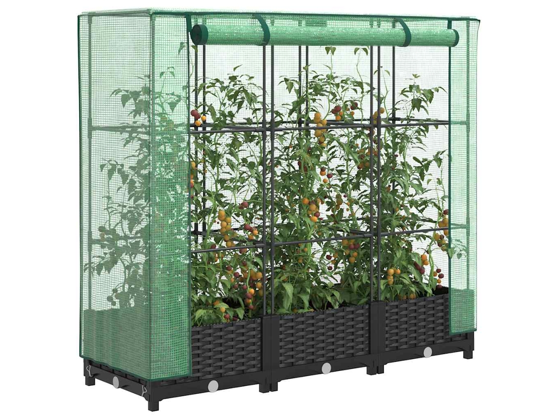 Vidaxl Canteiro Elevado Com Cobertura Para Estufa, Estilo Rattan, 120x40x123 Cm