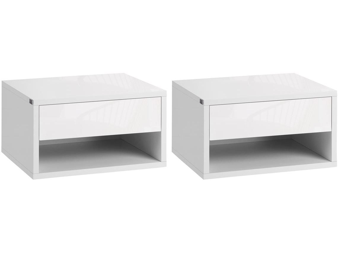 Conjunto 2 Mesas de Cabeceira Melamina de Madeira Cor Branco 37x32x21 cm Homcom