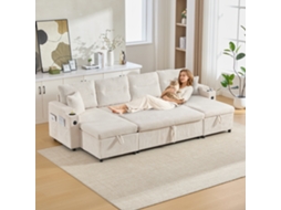 Sofá Veludo 4 Pessoas, Chaise Longes Duplas. Armazenamento Porta-copos Usb Reclinável. Sala Estar. Cs