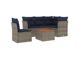 Conjunto de 6 Sofás P/ Jardim C/ Almofadões Vime Pe Cinzento MAISON EXCLUSIVE (6 pcs)