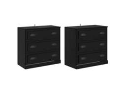 Conjunto 2 Buffet Moderno Vidaxl Preto Derivados De Madeira (70 X 35,5 X 67,5 Cm)