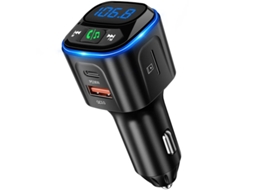 Transmissor Fm Bluetooth 5.3 Pd36w E Qc18w, Hifi Bass, Display Led, Disco U/cartão Tf Yizhood (preto)