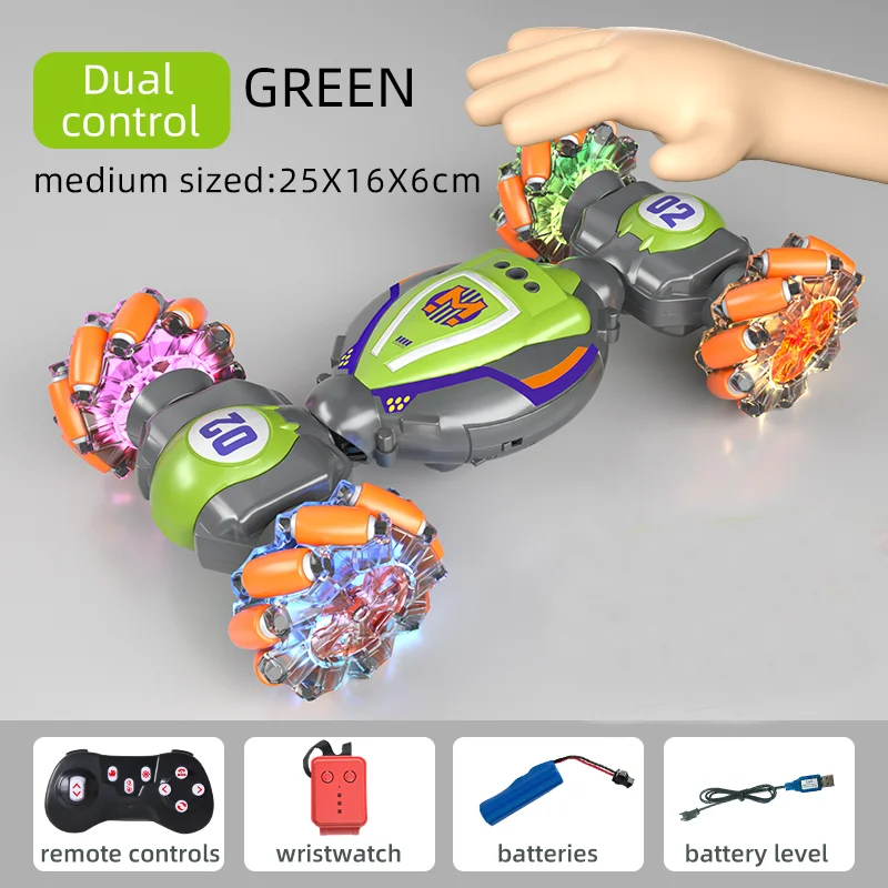 (verde) Gesto 2.4g Sensor Distorção Carro Remoto Quatro Drive Off-road Driver Controle De Torção Carro Remoto