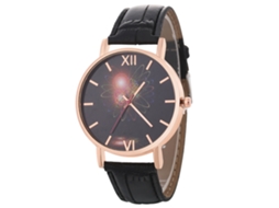 Reloj De Pulsera De Aleación Con Dial Redondo Analógico De Cuarzo Para Mujer Y Hombre Negro
