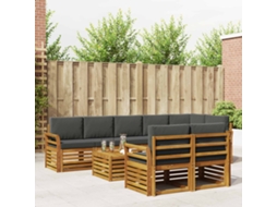 Vidaxl Conjunto De Sofás Para Exterior 9 Unid. Natural E Antracite