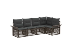 Vidaxl Conjunto De Sofá De Jardim 5 Pcs Cinzento Vime Pe