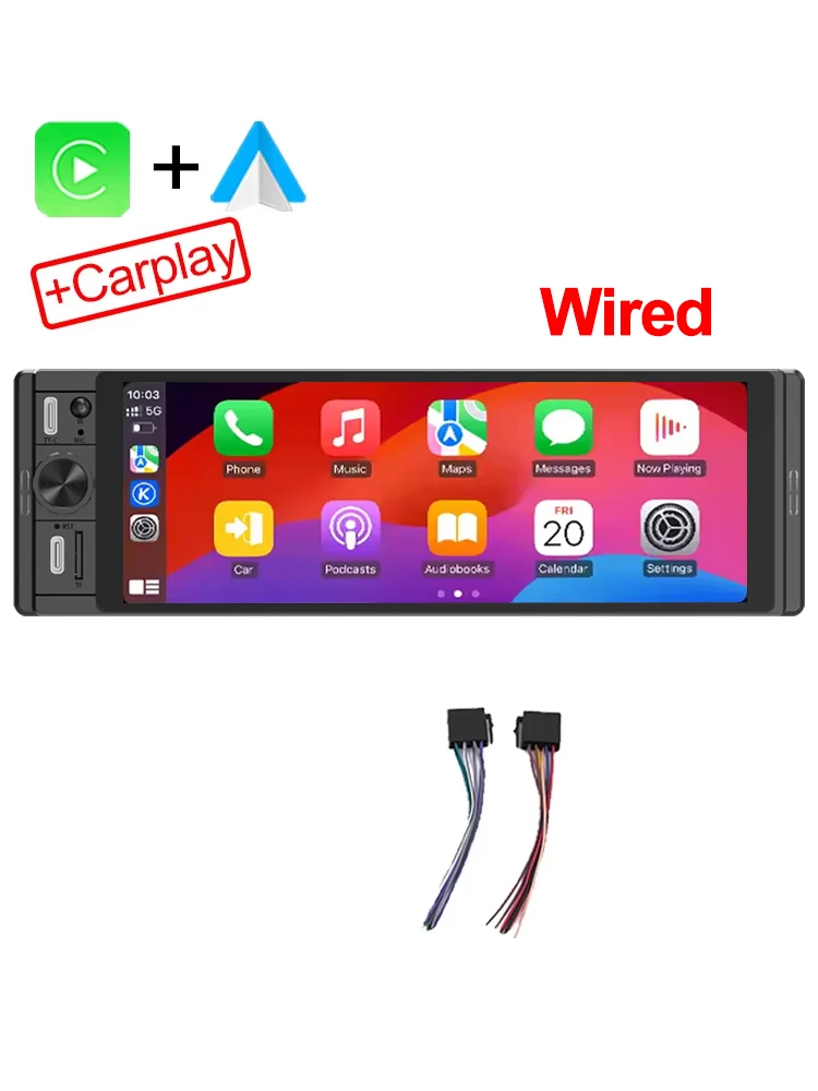 Sistema Multimídia Integrado Ao Carro (com Fio), Tela Sensível Ao Toque Android Carplay Sem Fio De 6,36 Polegadas
