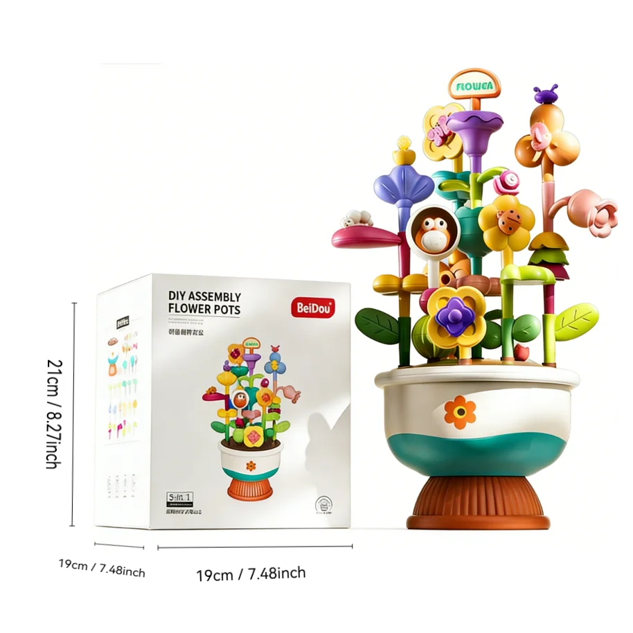 Monte Vasos de Flores Diy, Blocos de Construção Criativos, 5 em 1 Multicolorido MDUG (multicolorido)