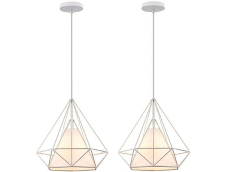 2 Lustres Suspensão Moderna, Luminária para Quarto e Bar - Branco