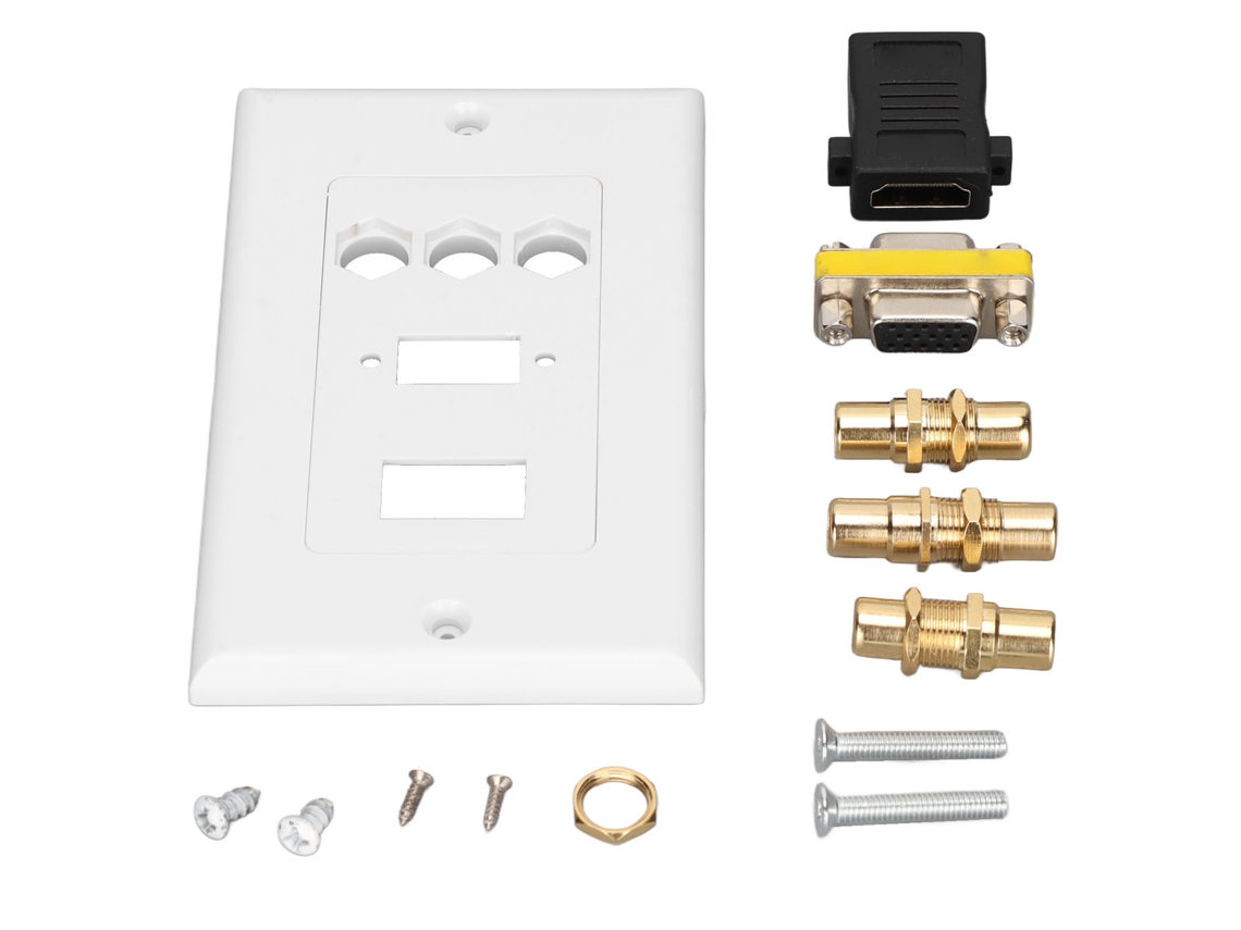 Placa De Parede Multimídia Com Hdmi, 3 Rca E Vga Para Tv E Home Theater