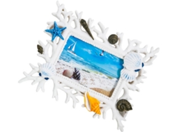 Porta Retratos 15 Resina Conchas Decoração Coral Natural Estilo Mediterrâneo Romântico Ideal Escritório GOKOCO