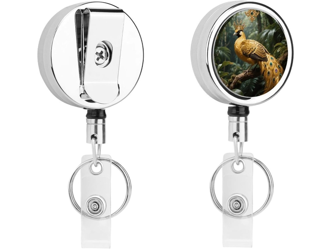 Porta Crachá Retrátil Golden Bird, Moderno E Durável, Em Metal, Com Cordão De Nylon De 68cm, Ideal Enfermeiros E