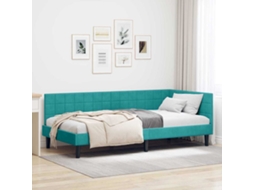 Vidaxl Estrutura De Cama De Canto Turquesa 90 Cm X 200 Cm Veludo