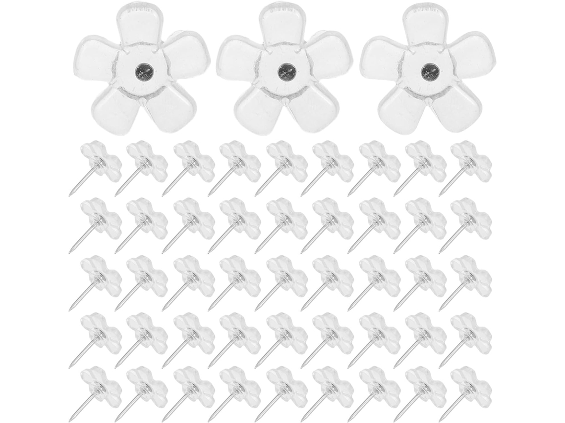 Coheali 200 Unidades de Tachinhas de Plástico Transparente com Design Floral Elegante, Portáteis E Decorativas Para Quadros