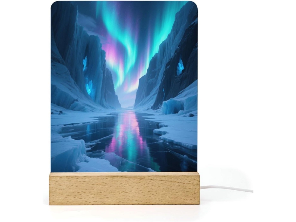 Luminária noturna LED Campos Gelo, inspirada na aurora boreal, luminária acrílica com base para banheiro.