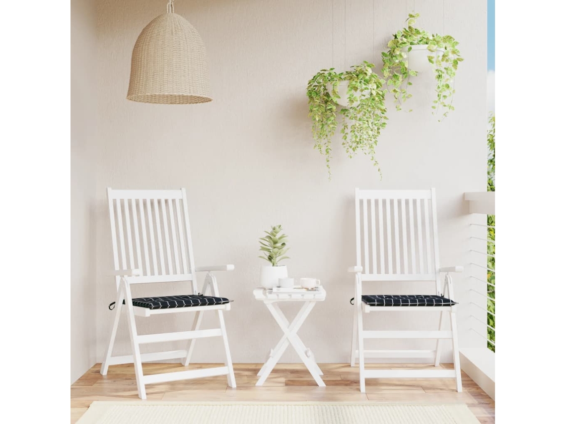 Vidaxl Almofadões P/ Cadeira 2pcs 50x50x3cm Tecido Xadrez Preto