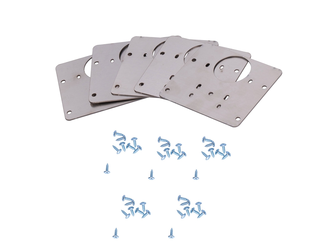 Placas de fixação para dobradiças em aço inoxidável (robustas e duráveis, pacote com 5 unidades)