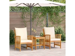 Vidaxl Conjunto de Sofá de Jardim com Almofada 3 Pcs Óleo Natural