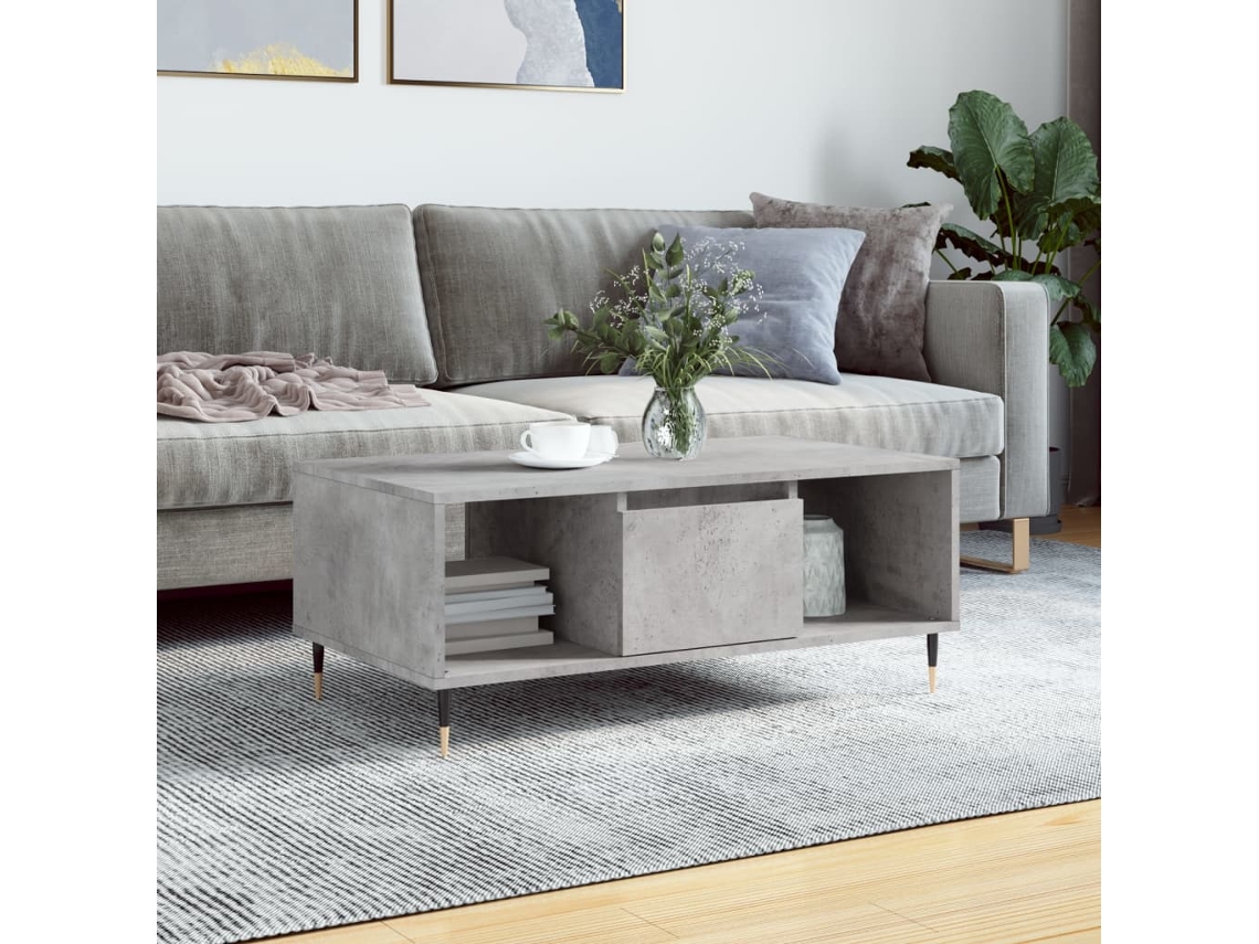 Vidaxl Mesa De Centro 90x50x36,5 Cm Derivados Madeira Cinzento Cimento