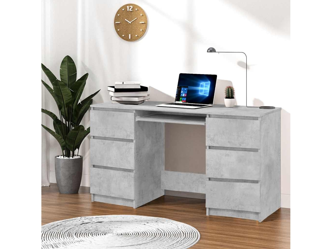 Vidaxl Secretária 140x50x77 Cm Contraplacado Cinzento Cimento