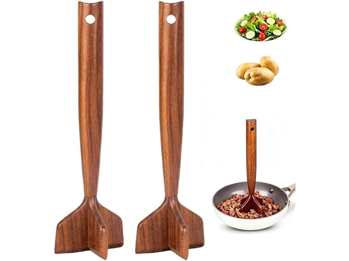 Espremedor De Batatas Madeira, Prensa E Amassador Hambúrgueres Carne