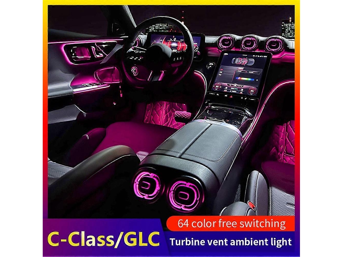 Saída De Ar Frontal Em Led Com 64 Cores, Bocal Em Formato De Turbina, Para Mercedes-benz Classe C W206, Iluminação Ambiente Interna.