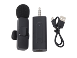 Microfone Lavalier Sem Fio Com Receptor 3.5mm Anti-interferência Redução Automática De Ruído Para Uso Ao Ar Livre E Ao Vivo