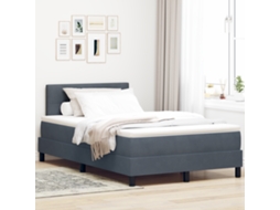 Cama Box Com Colchão Cinza Escuro Pequeno Duplo Veludo