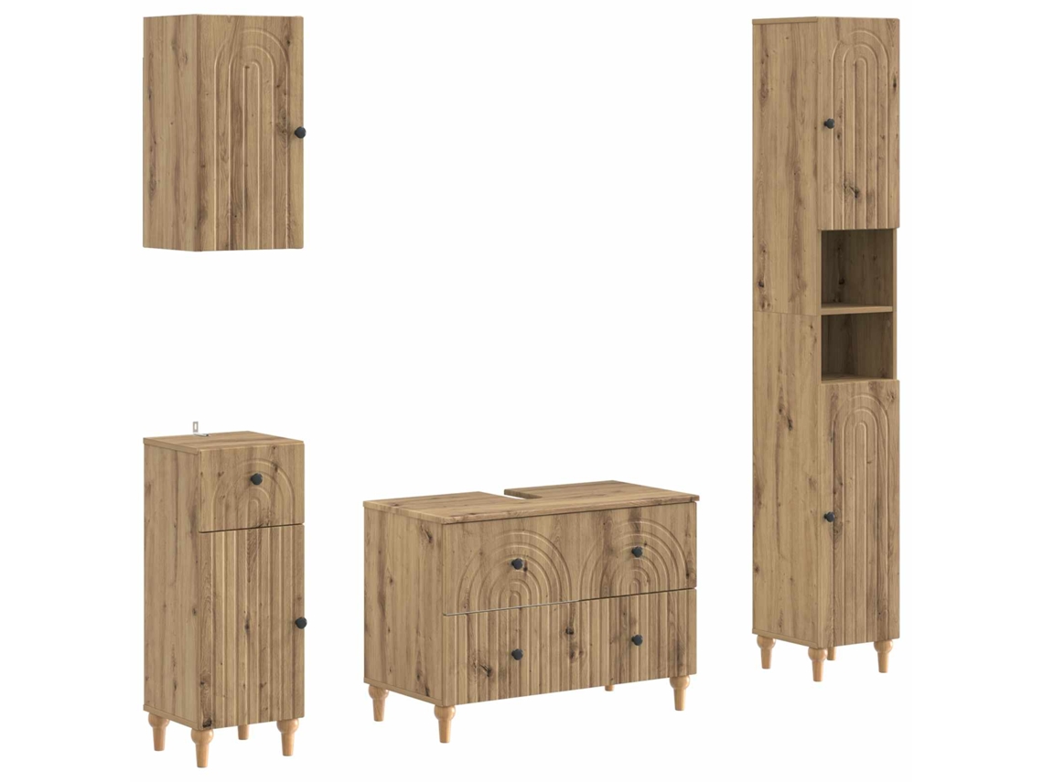 Vidaxl Conjunto De Armários De Banheiro Com 4 Peças Alkmaar