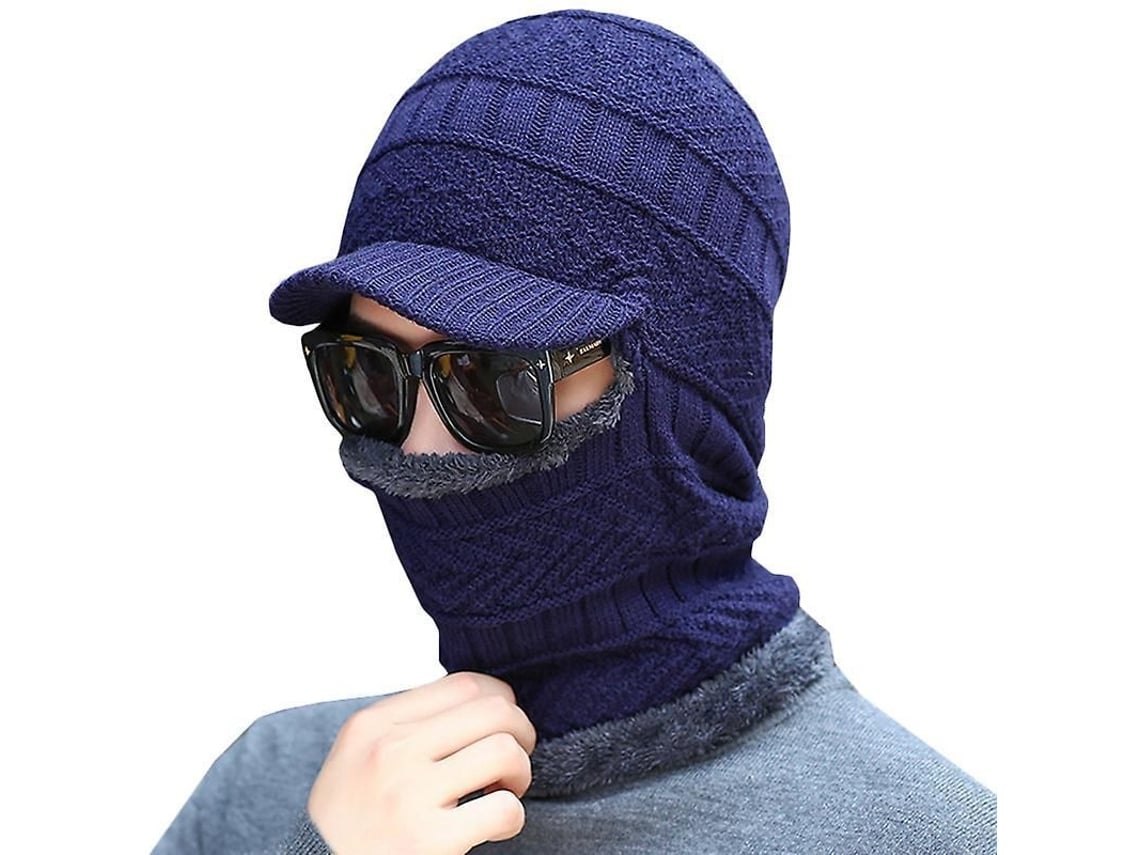 2026 gorro de Invierno para Hombre Balaclava com Lã Térmica Gorro de Ponto Aquecedor de Pescoço