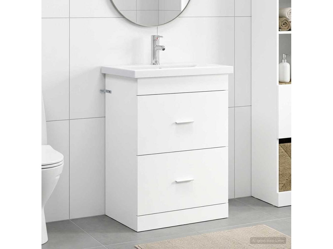 Vidaxl Conjunto De Móveis Para Banheiro Branco 61 X 40 X 84,5 Cm